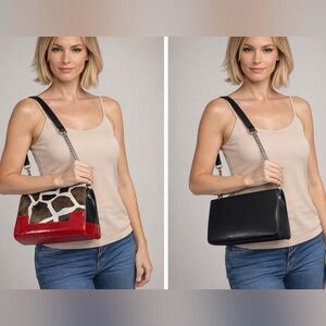 👜 Miche Sarati Interchangeable Shell Handbag Red Patent Giraffe Print/black base